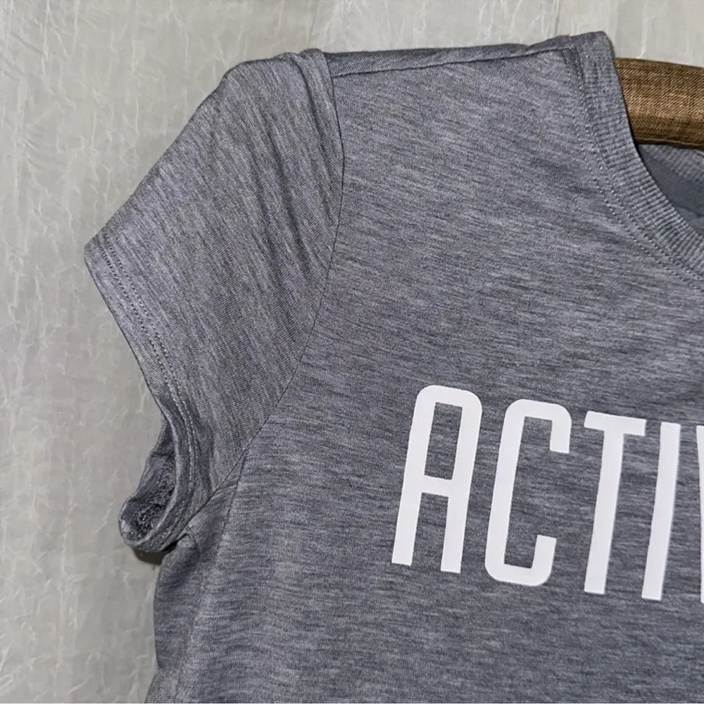 ATHLETA 14 Gray ACTIVE-IST Short Sleeve High Low Athletic Tee